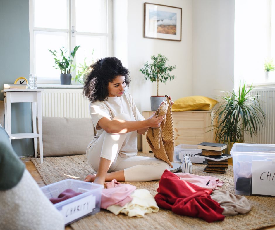 Getting Ready for school- mother organizing clothes